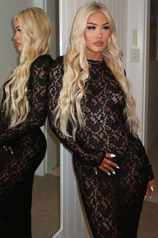 See-through Lace Maxi Dress - View 3