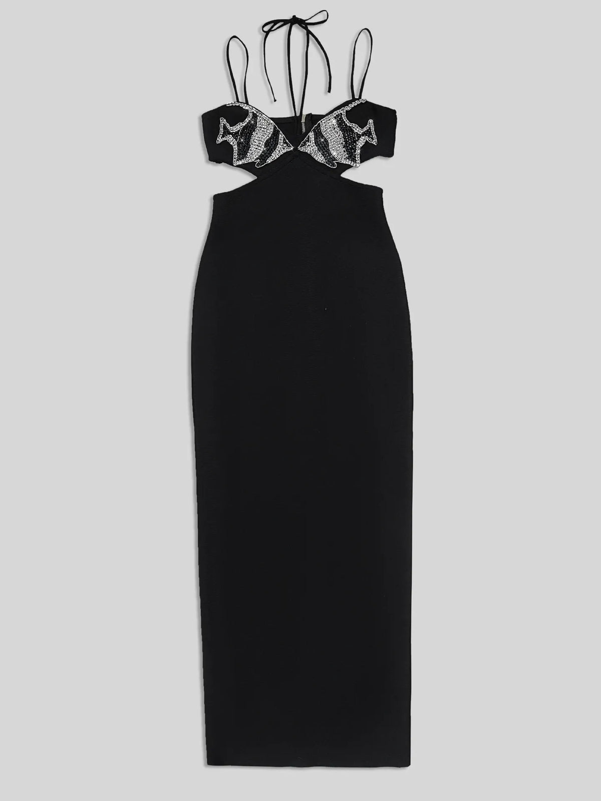 Crystal Embellished Bustier Cut Out Strappy Maxi Gown 6