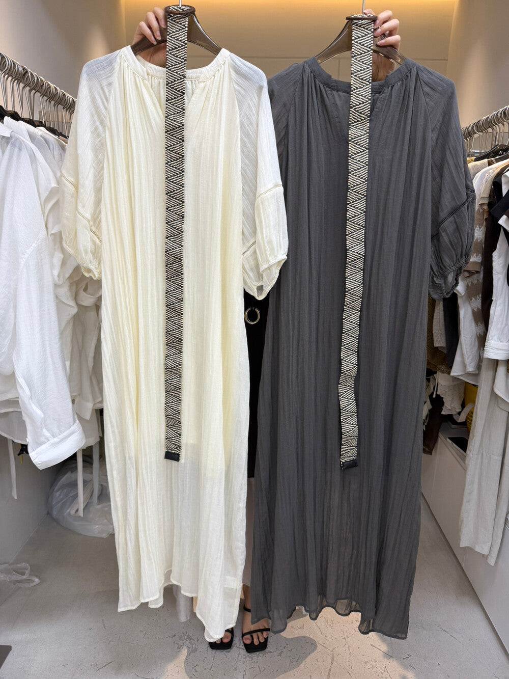 V-Neck Short Sleeve Crinkle Loose Maxi Dress 7