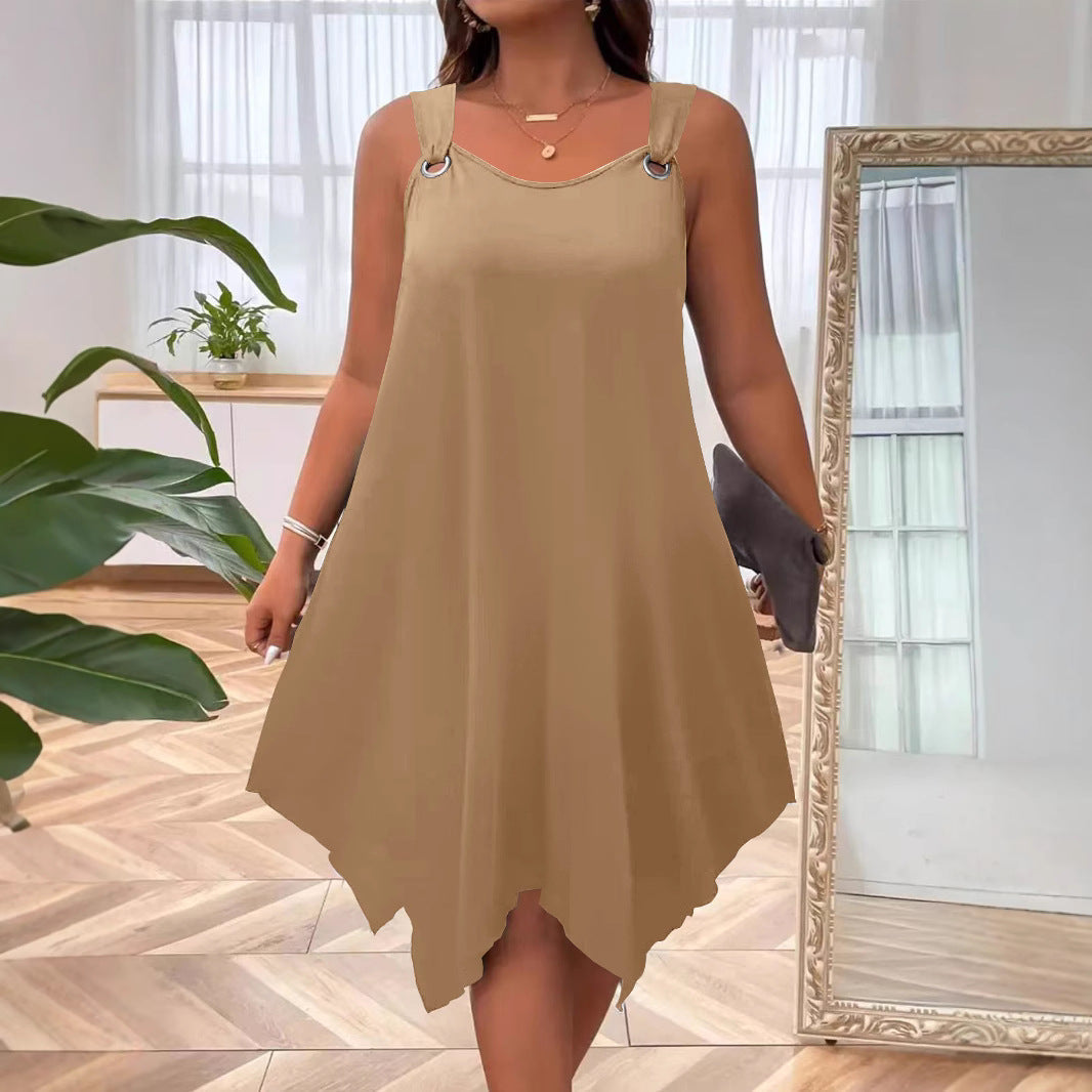 Sleeveless Handkerchief Hem A-Line Midi Dress 3