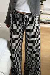 Striped Knitted High Waist Slim Pants