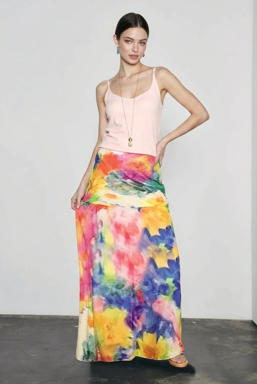 Retro Oil Print Elegant Vacation Skirt
