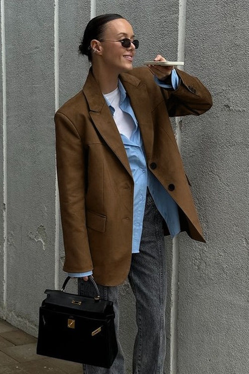 Suede Leather Vintage Brown Blazer