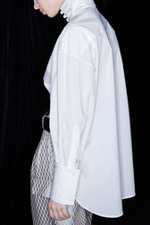Cotton Mandarin Collar Long Sleeve Top