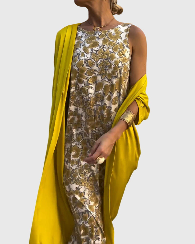 Floral Print Sleeveless Top and Tapered Pants Draped Two Piece Set