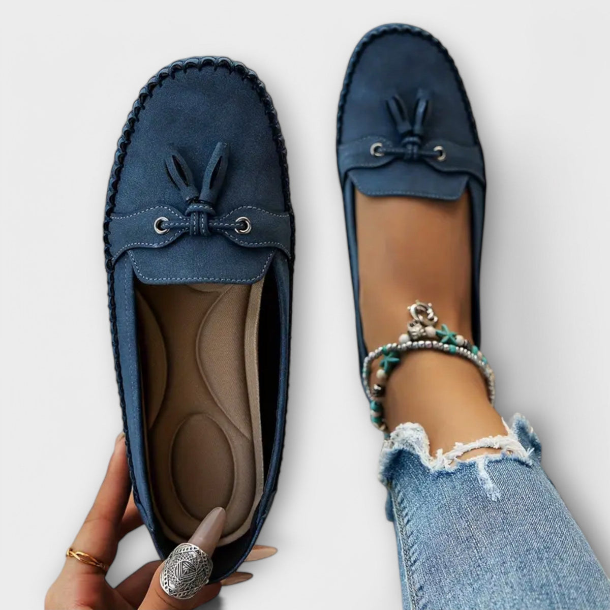 Suede Look Tassel Round Toe Slip On Loafers