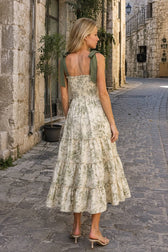 Ruffled Wide-Strap Midi Dress