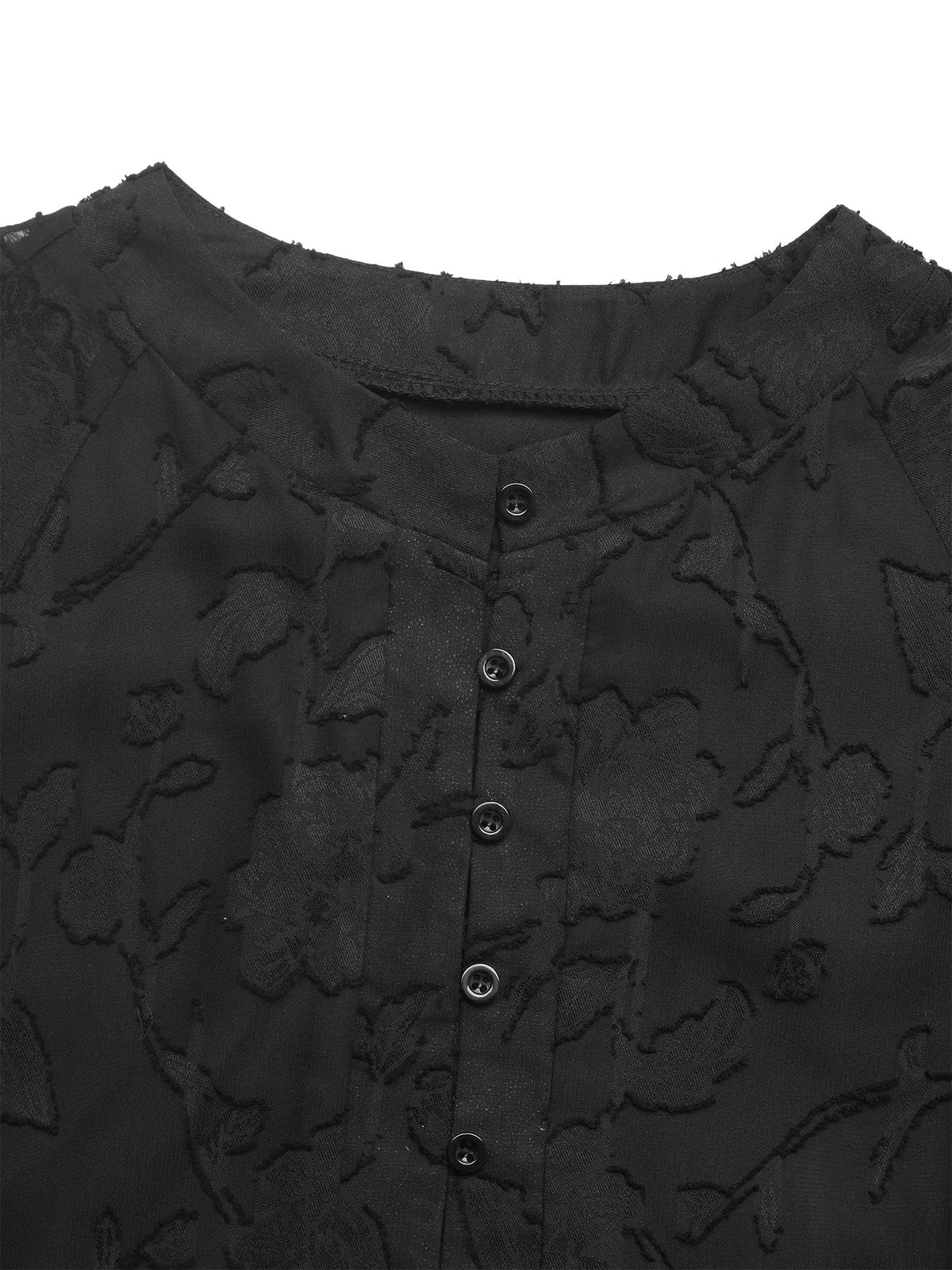 Textured Chiffon Button Front Balloon Sleeve Belted Tiered Mini Dress 7