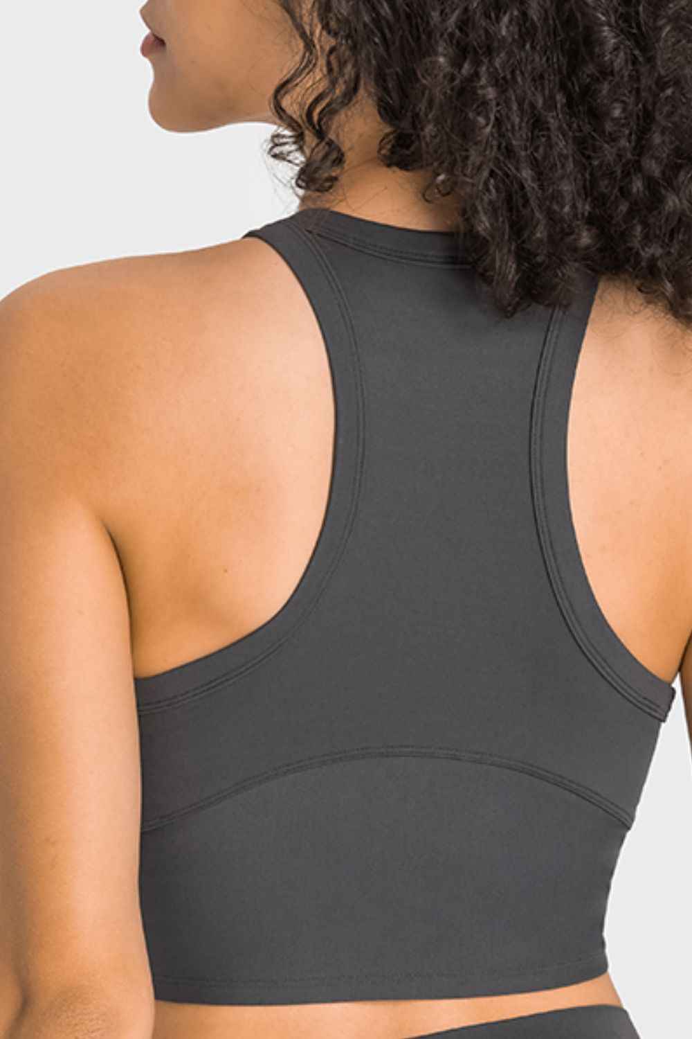 High Neck Seam Detail Cropped Sports Tank Top 20