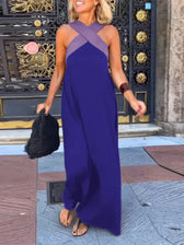 Cross Front Halter Neck Sleeveless Maxi Dress 14