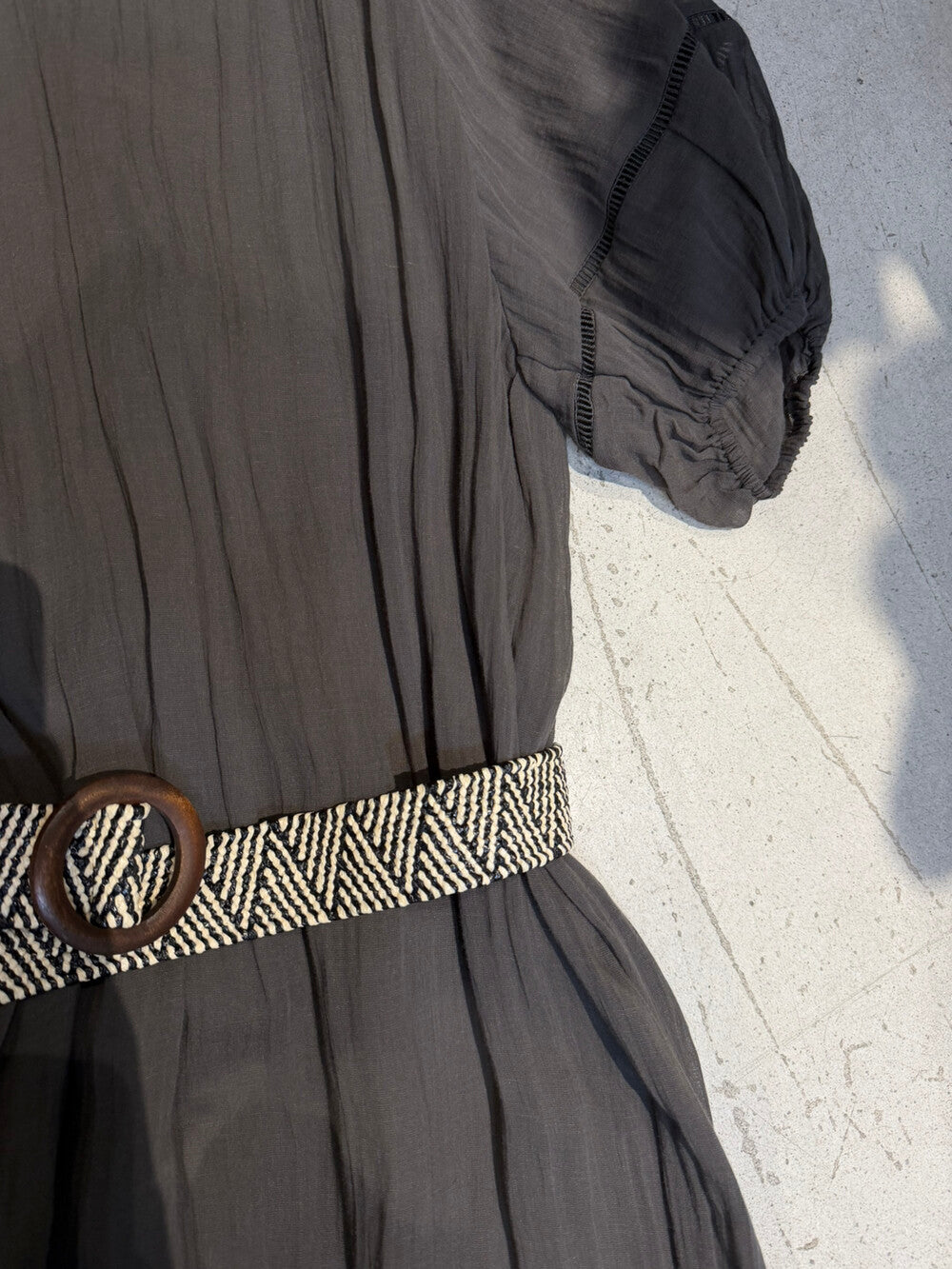 V-Neck Short Sleeve Crinkle Loose Maxi Dress 9