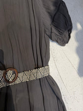 V-Neck Short Sleeve Crinkle Loose Maxi Dress 9