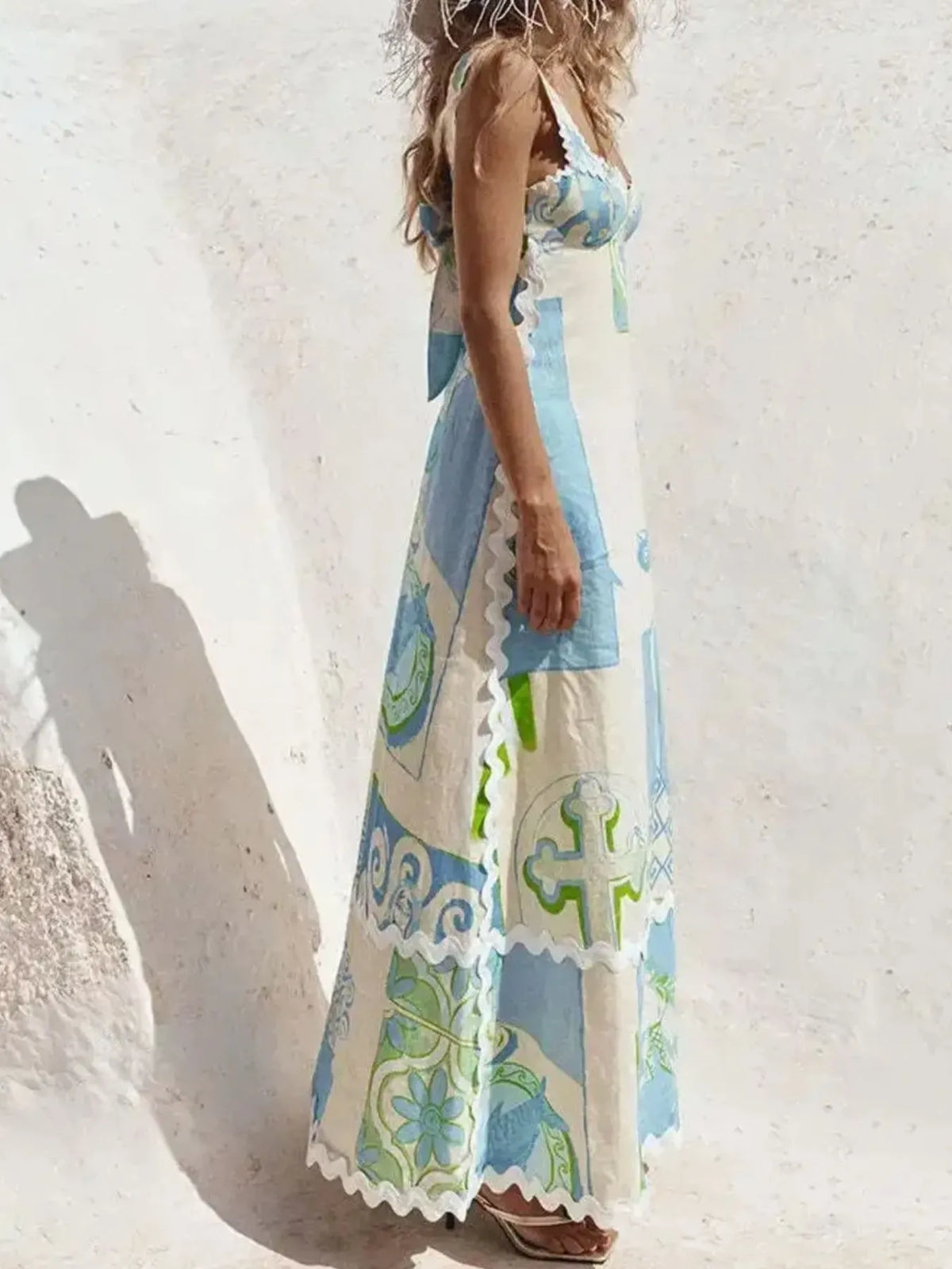 Tied Back Printed Maxi Dress