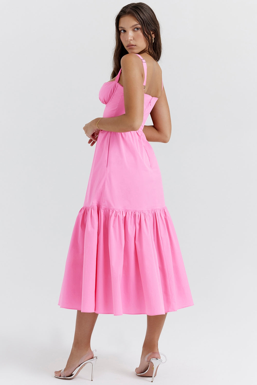 Underwire Sweetheart Cami Tiered Midi Sundress 10