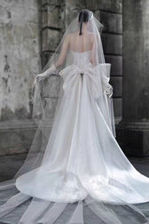 Strapless Satin A Line Wedding Dress - View 4