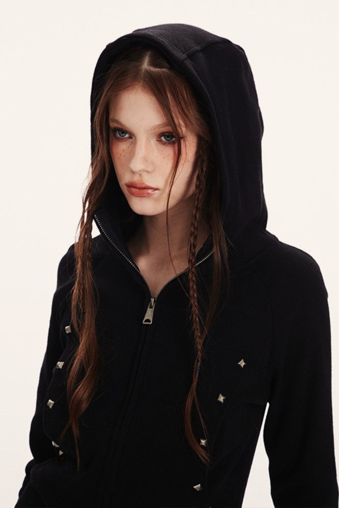 Fitted Cropped Double Zip Hoodie