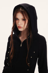 Fitted Cropped Double Zip Hoodie