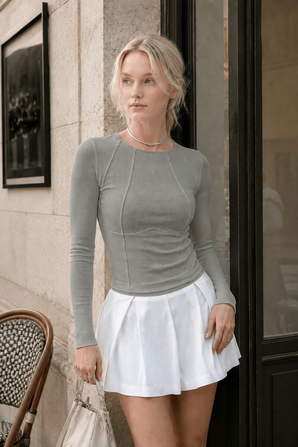 Piping Graceful Long Sleeve Top