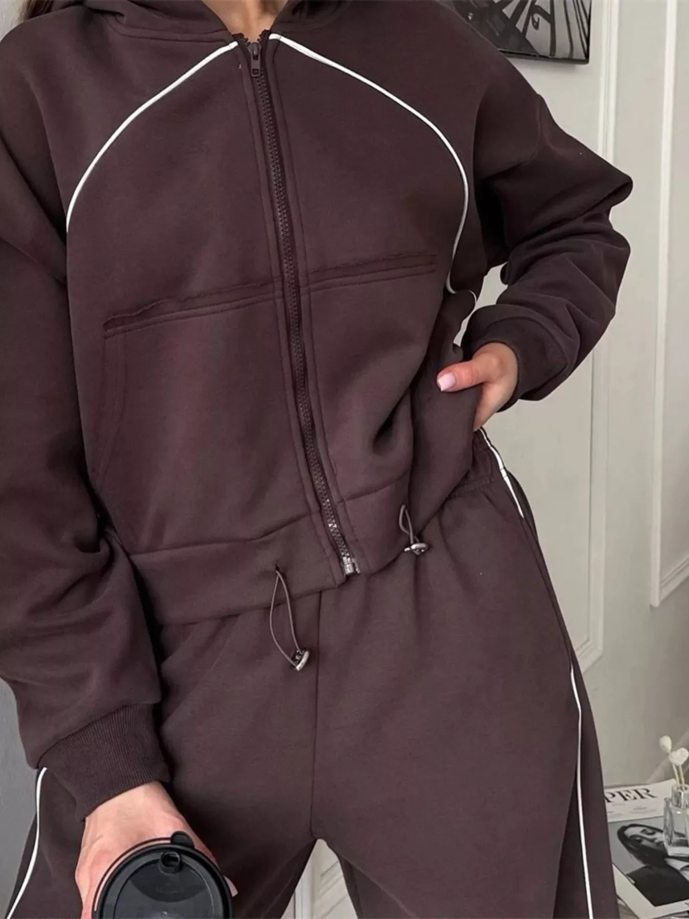 Fleece Zip-Up Hoodie and Joggers Set