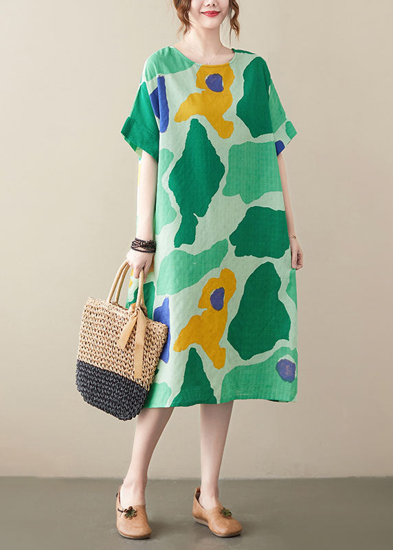 Abstract Print Oversized Short Sleeve Relaxed Shift Midi Dress