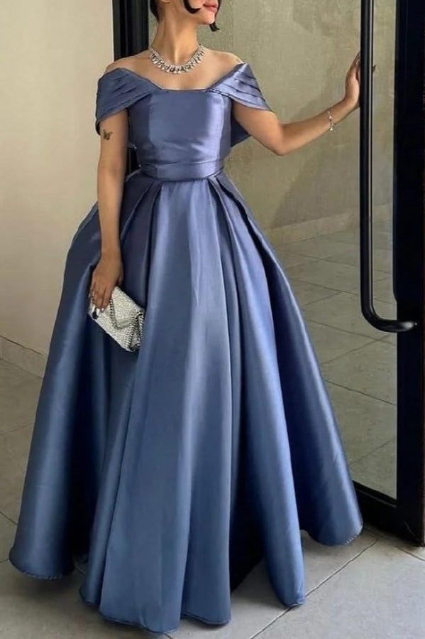 Off-the-Shoulder Satin Dress