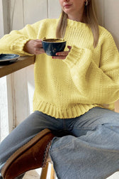 Minimalist Solid Color Loose Crewneck Knit Sweater