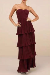Ruched Bustier Tiered Hem Formal Dress 3