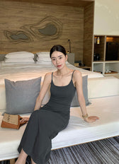 Spaghetti Strap Bodycon Slip Maxi Dress 41