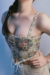 French Floral Bustier Corset Cami Top