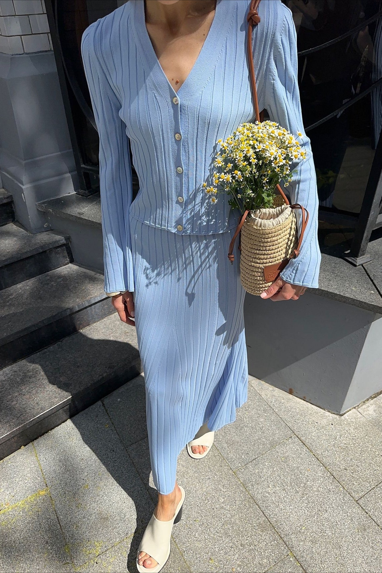 Two-Piece Bell Sleeve Knit Sweater Dress