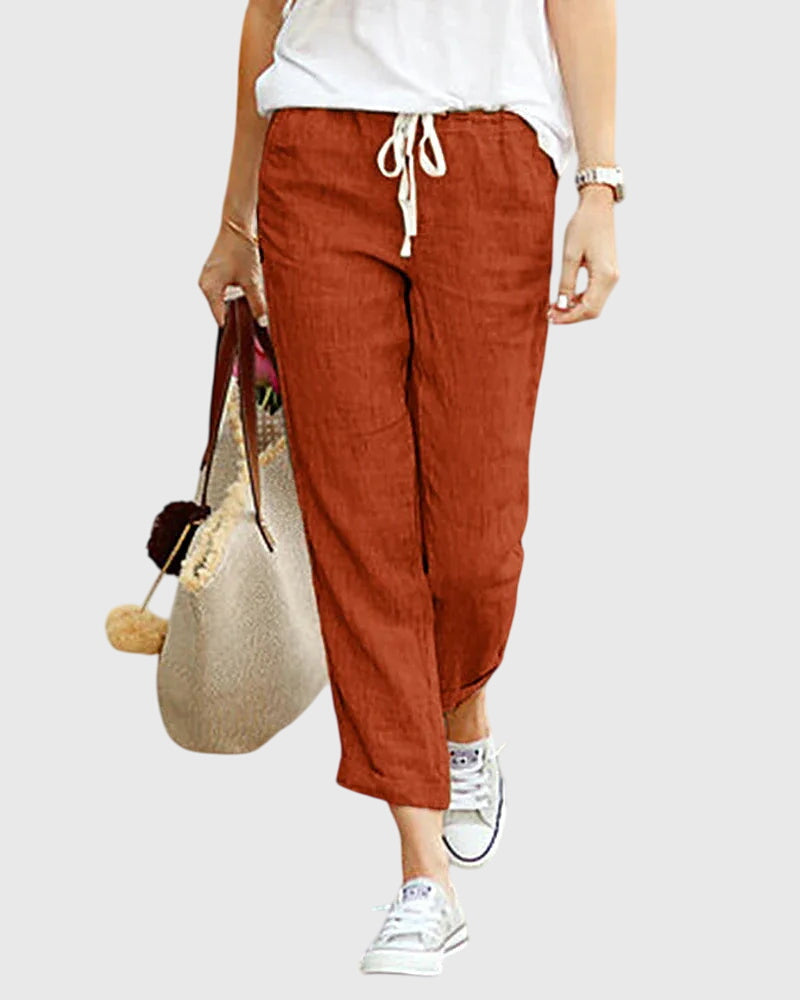 Drawstring High Waist Straight Leg Cropped Pants