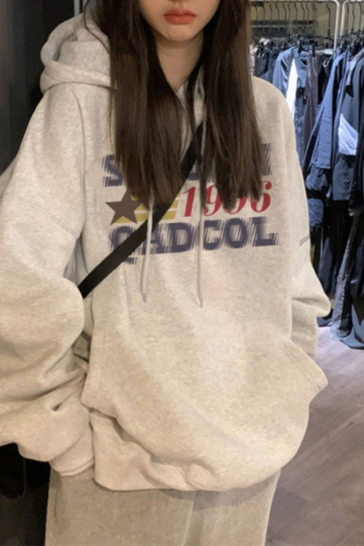 Retro Letter Print Hoodie