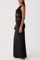 Slim Sheer Lace Paneled Maxi Lace Dress 10