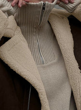 Vintage Oversized Suede Sherpa-Lined Coat