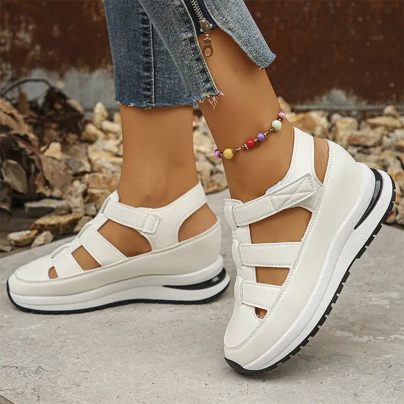 Cutout Closed Toe Platform Fisherman Sandals