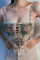 French Floral Bustier Corset Cami Top