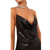 Self Love Metallic Mesh Crystal Straps Mini Dress 10