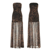 Strapless Mesh High Split Maxi Dress 2