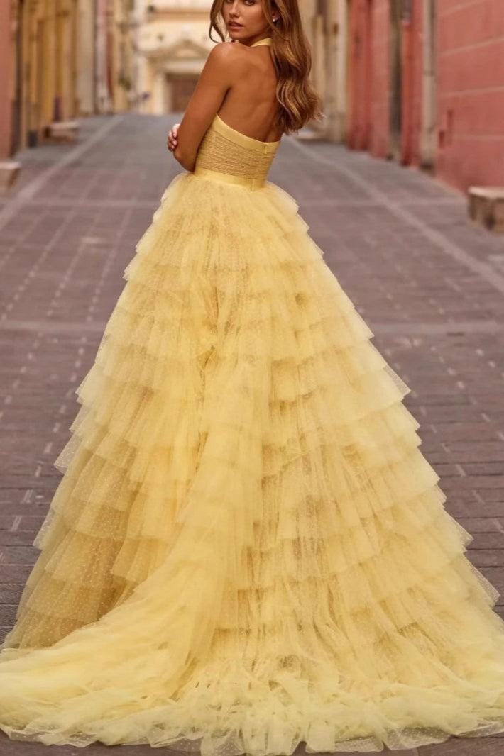 Layered Tulle Sleeveless Formal Dress - View 3