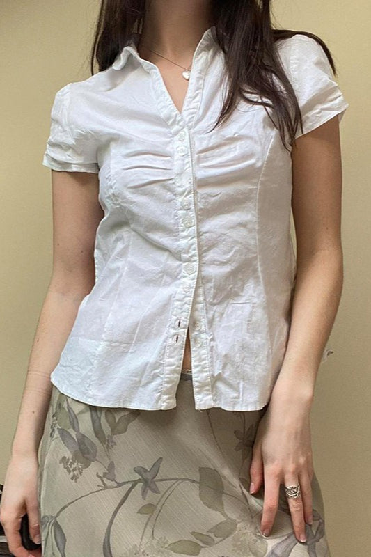 Solid Button Front Fitted T-Shirt
