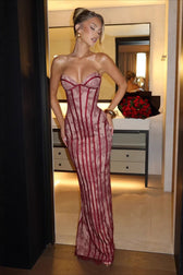 Strapless Lace Bodycon Maxi Lace Dress