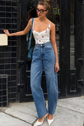 Floral Print Ruched Cami Top