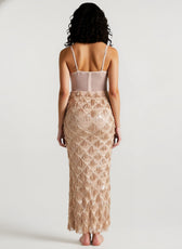 Elegant Spaghetti Strap A-Line Bodycon Maxi Sequin Dress