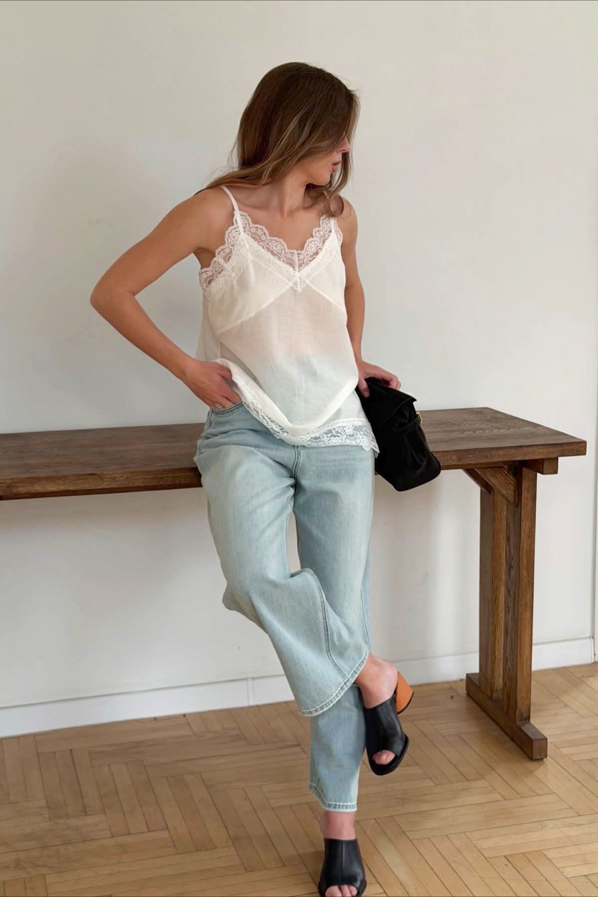 Lace Trim Sheer Cami Top