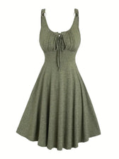 Lace Up Tie Front Sleeveless A-Line Mini Dress