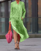 Leopard Print Long Sleeve Button Front High Low Maxi Dress 8