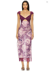 Floral Lace Trim Cut Out Slip Midi Dress 46