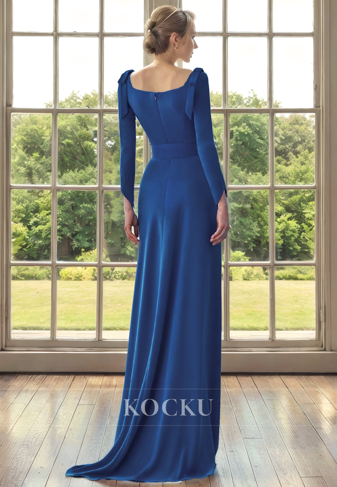 Simple & Casual A-Line Long sleeves Square Cocktail Mother of the Bride Dress