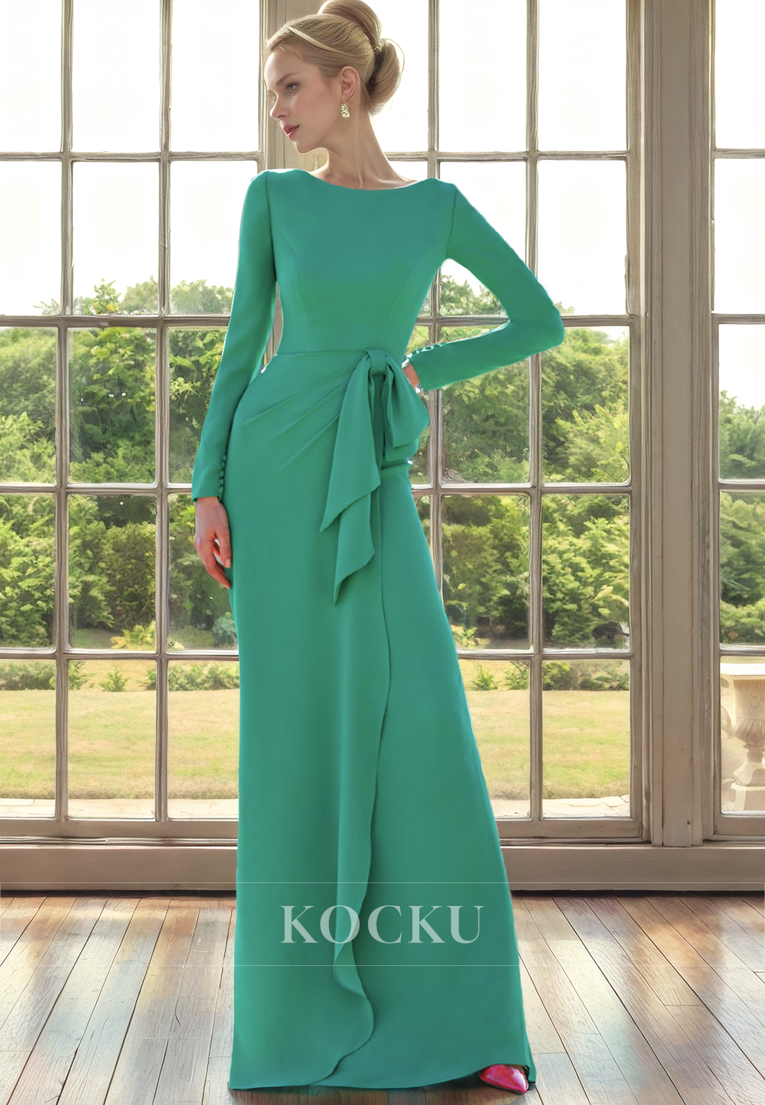Simple & Casual Long sleeves Satin Cocktail Mother of the Bride Dress