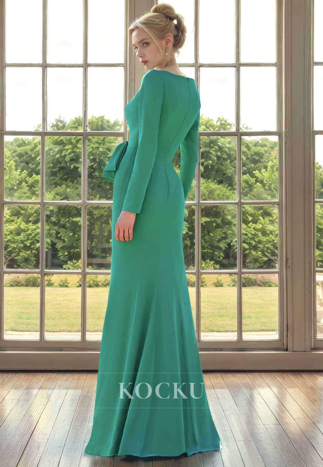 Simple & Casual Long sleeves Satin Cocktail Mother of the Bride Dress